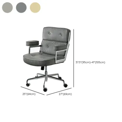 Upholstered Apricot Leather Adjustable Swivel Office Chair Image - 18