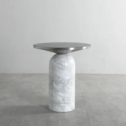 Round Marble Base End Table for Living Room Image - 6