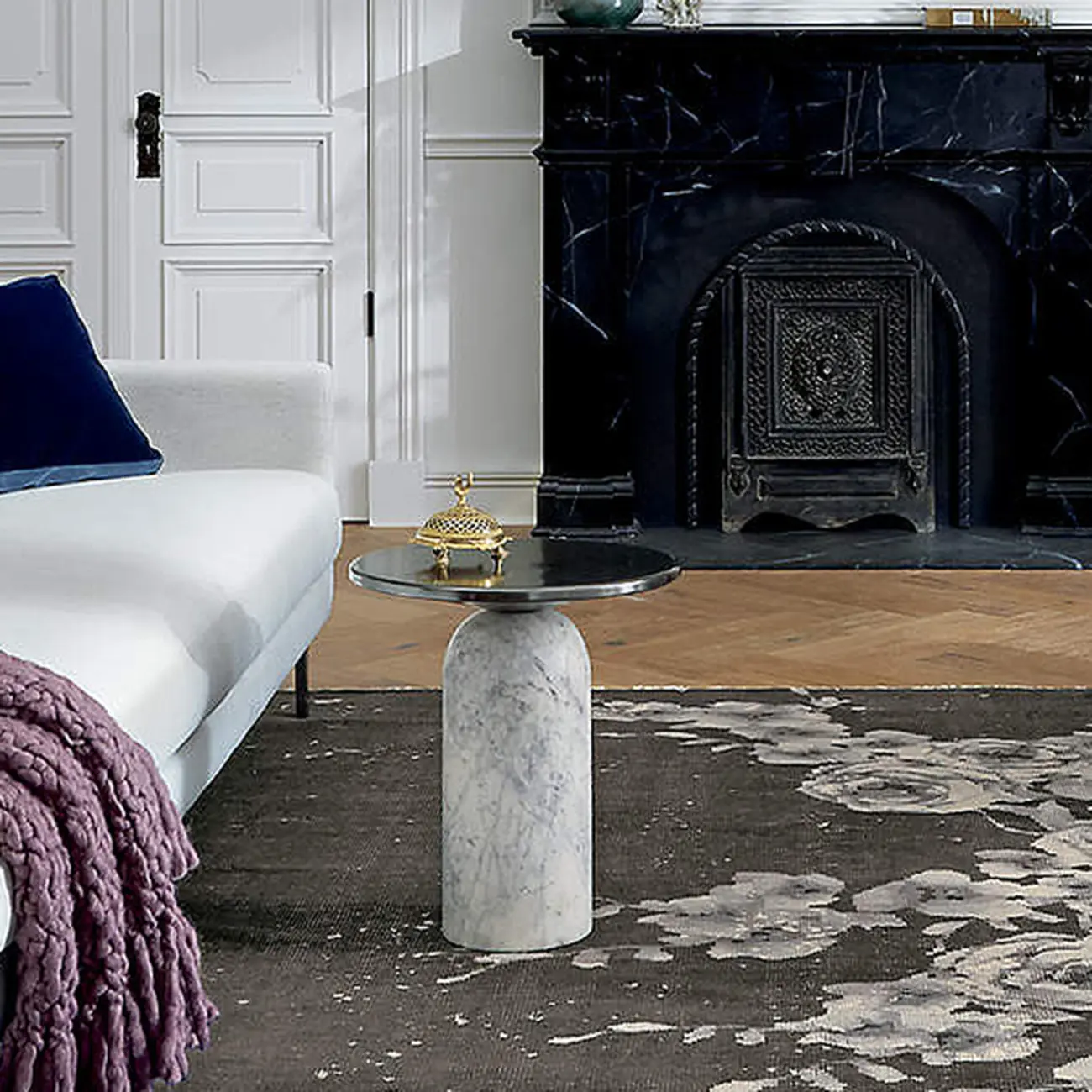 Round Marble Base End Table for Living Room Image - 3 | homeyfad