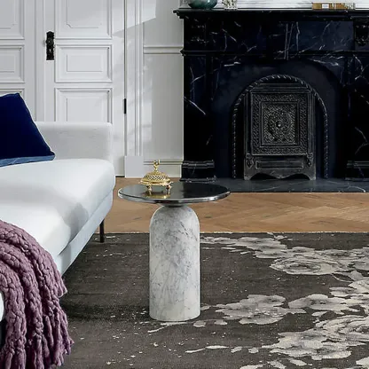 Round Marble Base End Table for Living Room Image - 3