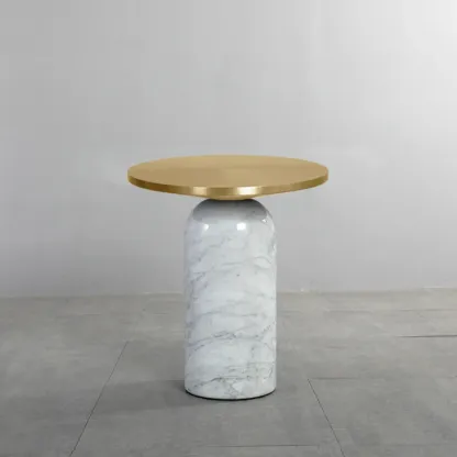Round Marble Base End Table for Living Room Image - 8