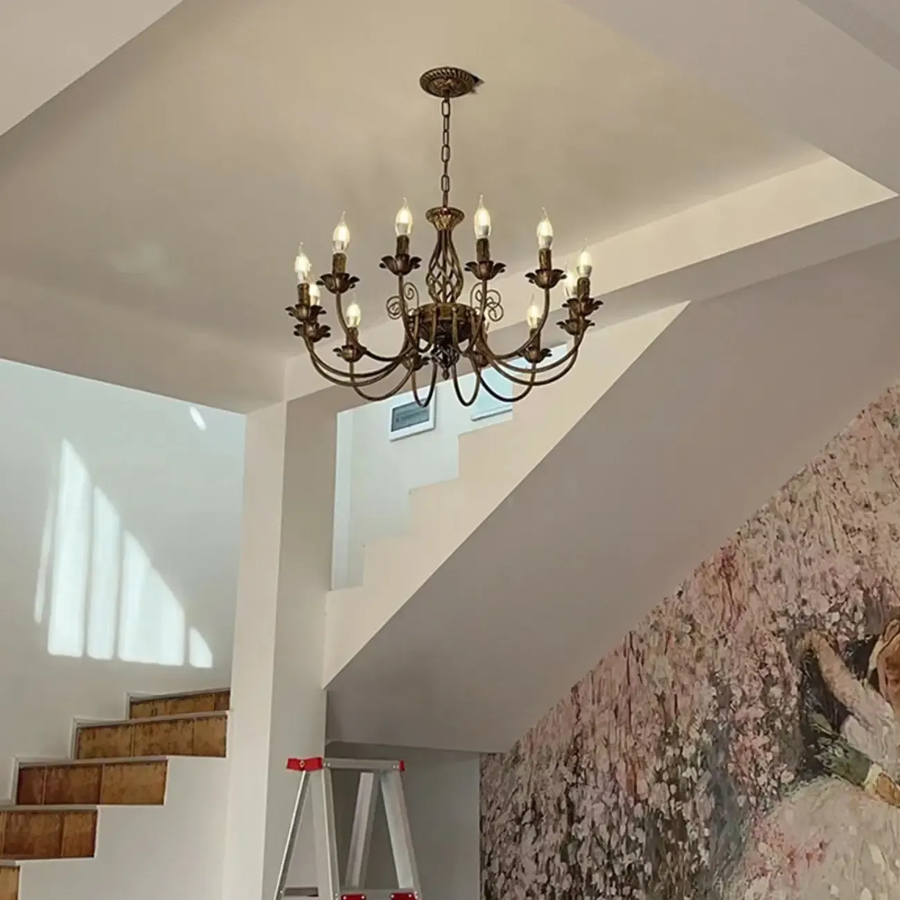 Bronze Twisted Metal Vintage Chandelier Light Fixture Image - 3