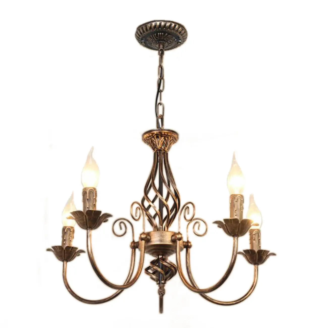 Bronze Twisted Metal Vintage Chandelier Light Fixture Image - 11 | homeyfad