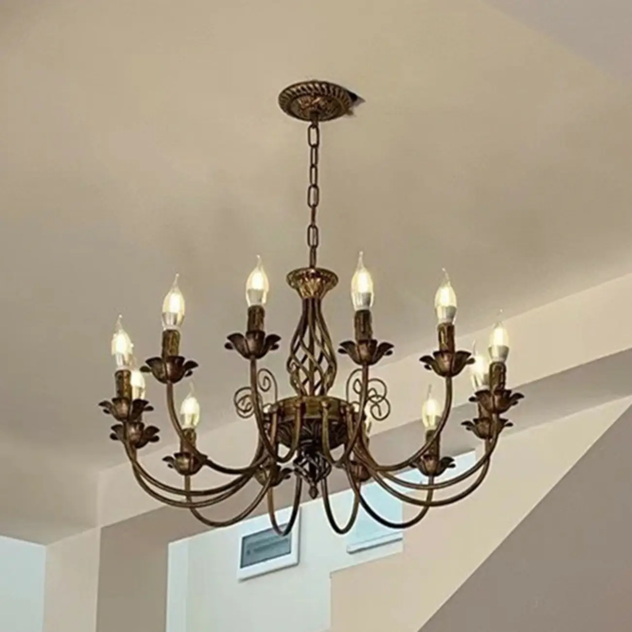 Bronze Twisted Metal Vintage Chandelier Light Fixture Image - 4 | homeyfad