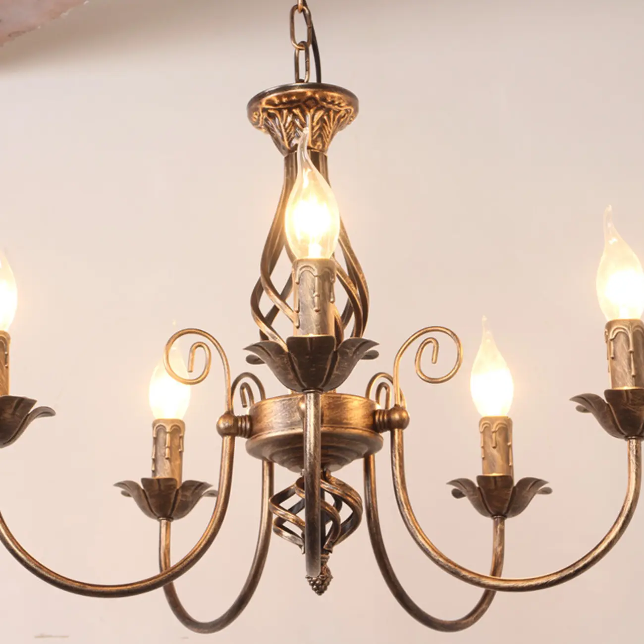 Bronze Twisted Metal Vintage Chandelier Light Fixture Image - 10 | homeyfad