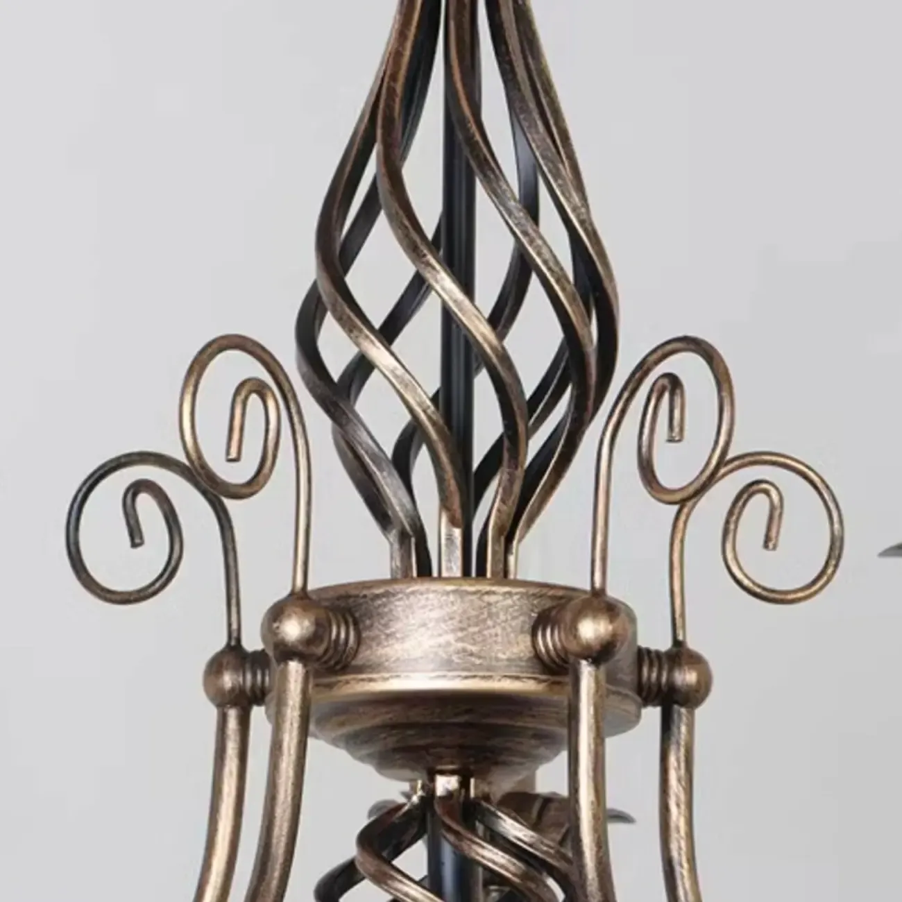 Bronze Twisted Metal Vintage Chandelier Light Fixture Image - 7