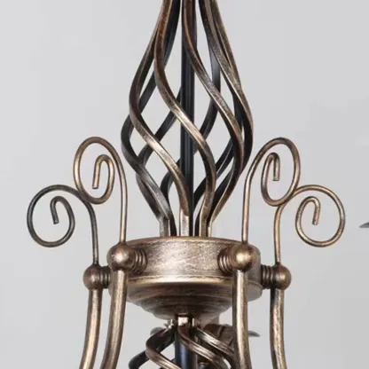 Bronze Twisted Metal Vintage Chandelier Light Fixture Image - 7