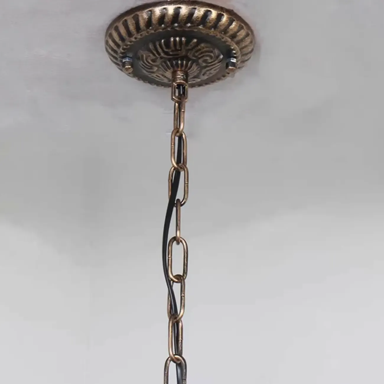 Bronze Twisted Metal Vintage Chandelier Light Fixture Image - 9