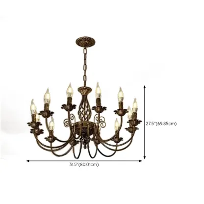 Bronze Twisted Metal Vintage Chandelier Light Fixture Image - 13