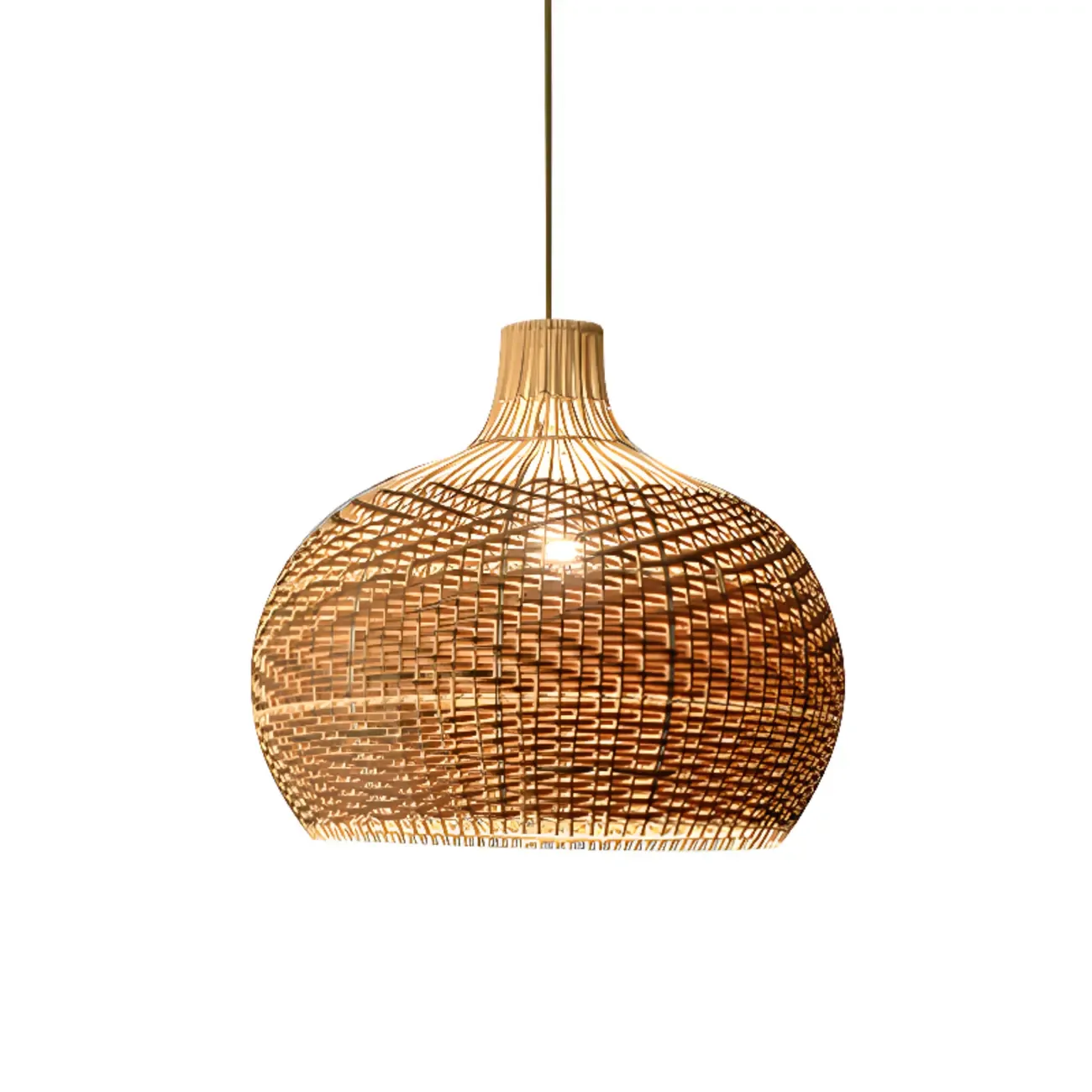 Oriental Rattan Dome Pendant Light Large for Kitchen Dining Image - 5