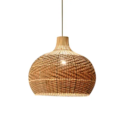 Oriental Rattan Dome Pendant Light Large for Kitchen Dining Image - 5