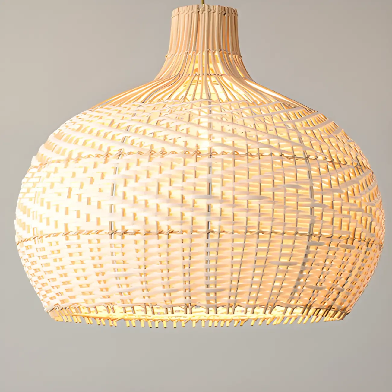 Oriental Rattan Dome Pendant Light Large for Kitchen Dining Image - 11