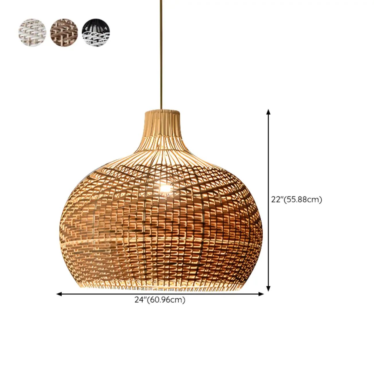 Oriental Rattan Dome Pendant Light Large for Kitchen Dining Image - 13