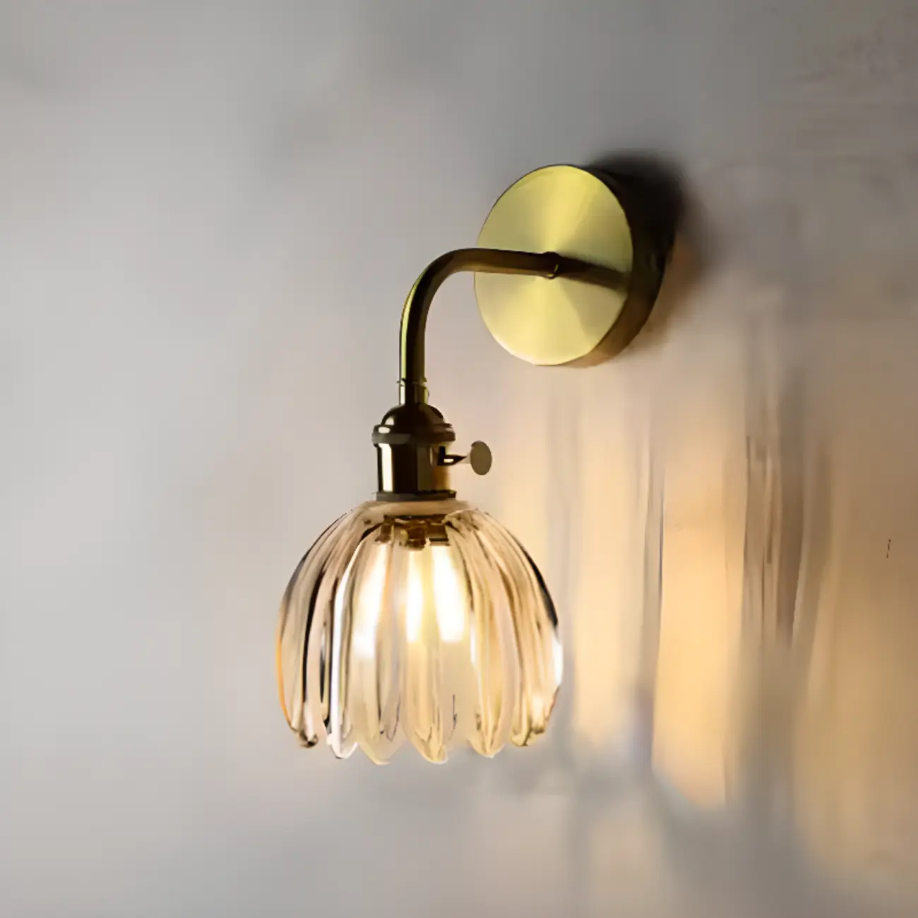 Transparent Brass Wall Sconce with Rotary Socket for Bedroom | homeyfad