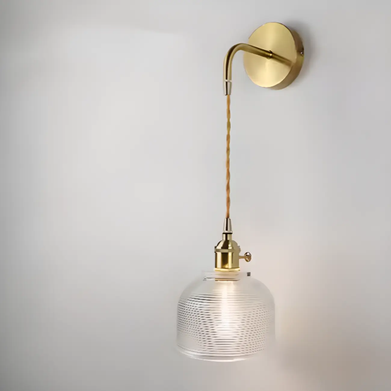 Transparent Brass Wall Sconce with Rotary Socket for Bedroom | homeyfad