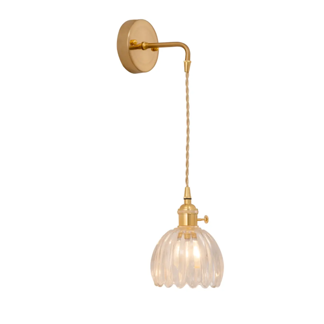 Transparent Brass Wall Sconce with Rotary Socket for Bedroom | homeyfad