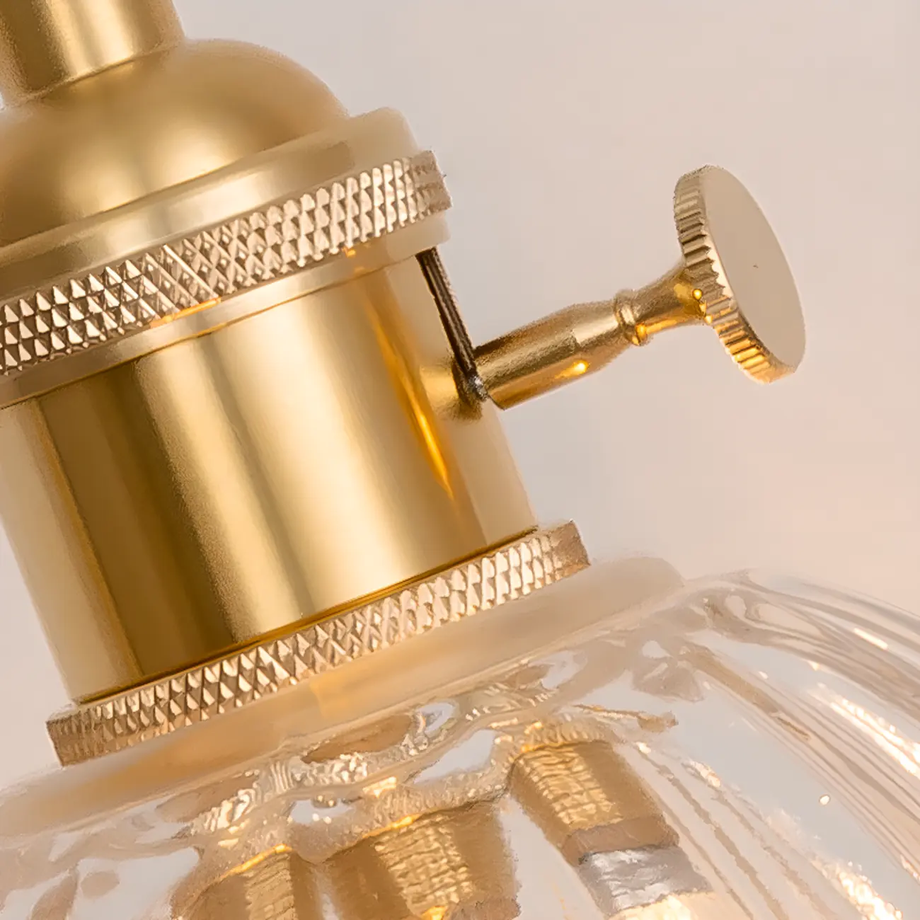 Transparent Brass Wall Sconce with Rotary Socket for Bedroom | homeyfad