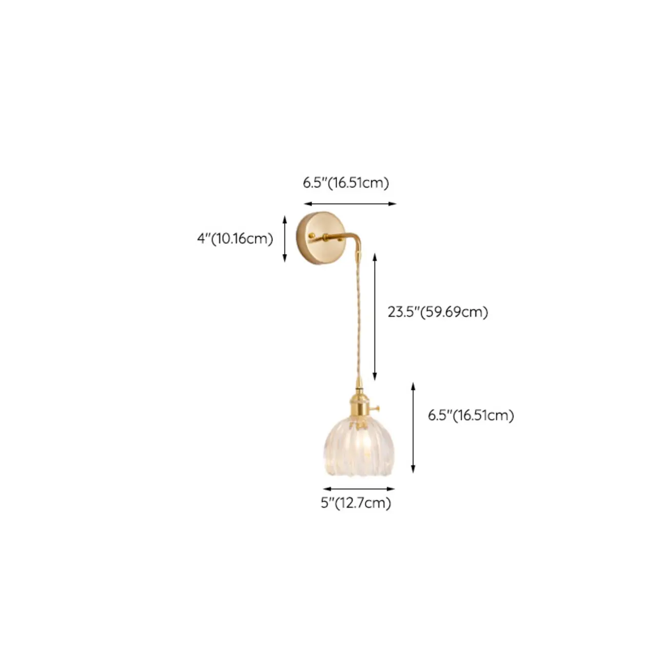 Transparent Brass Wall Sconce with Rotary Socket for Bedroom | homeyfad
