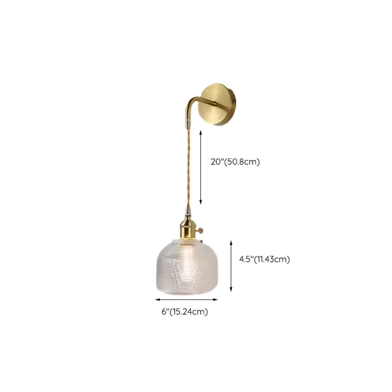 Transparent Brass Wall Sconce with Rotary Socket for Bedroom | homeyfad