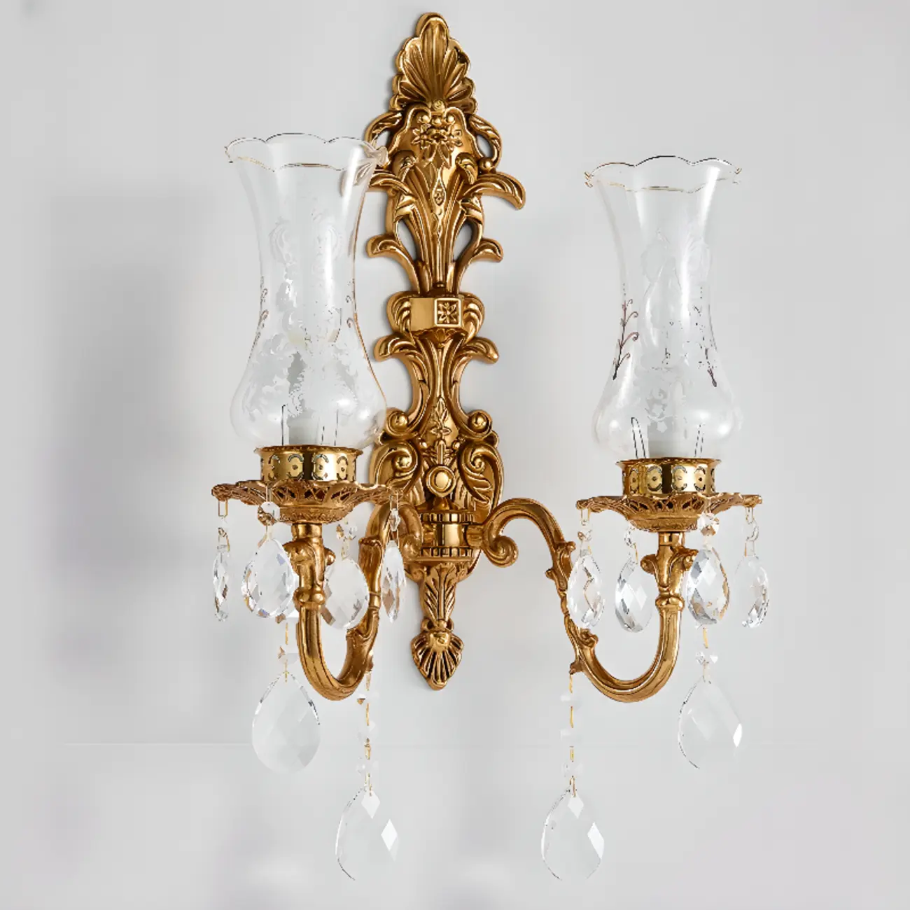 Luxury Crystal Glass Gold Wall Sconce | homeyfad