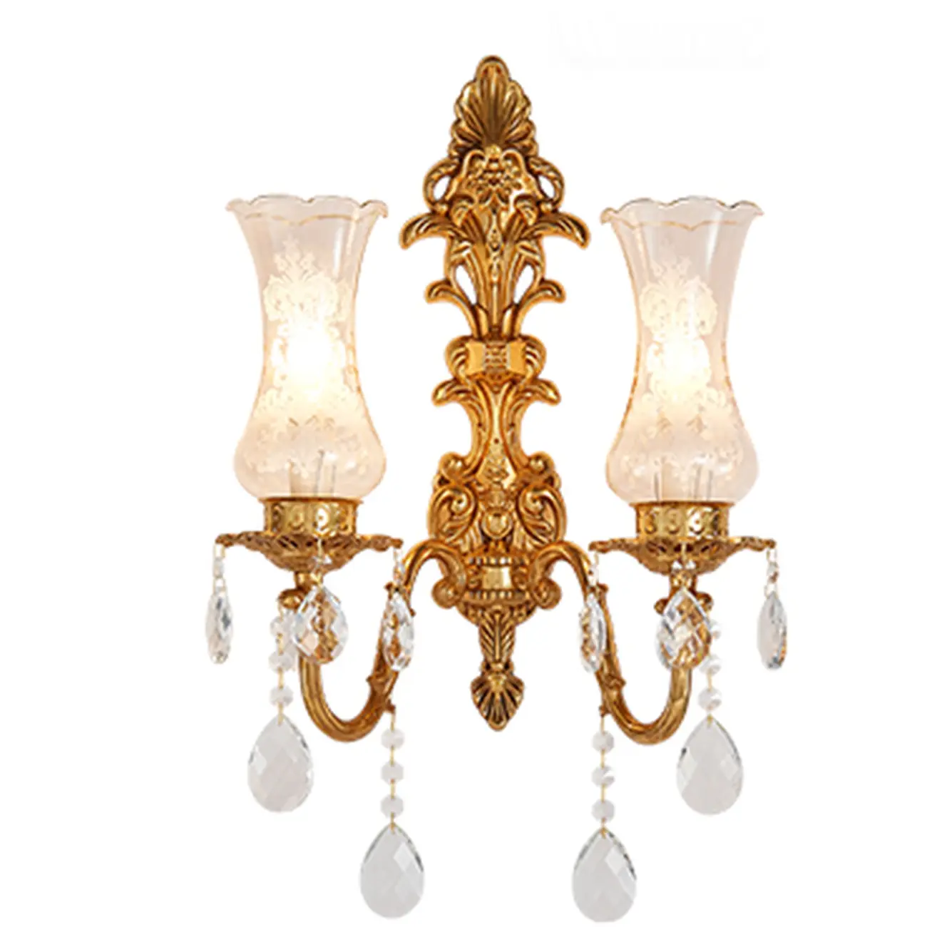 Luxury Crystal Glass Gold Wall Sconce | homeyfad