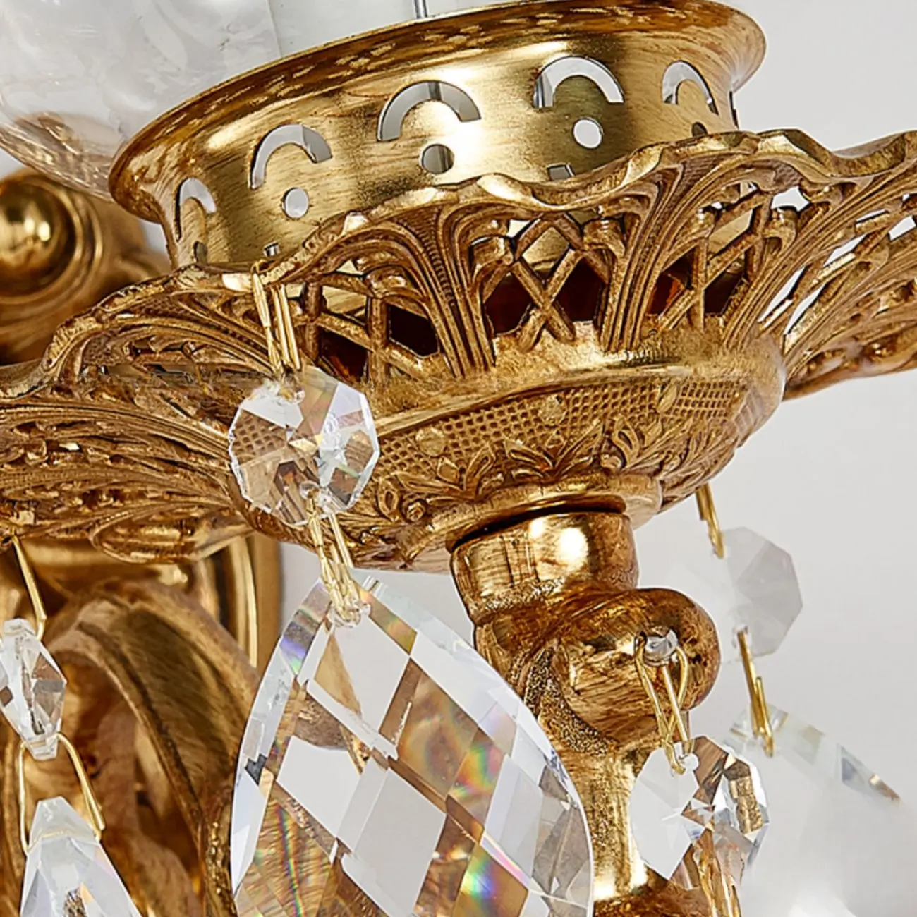 Luxury Crystal Glass Gold Wall Sconce | homeyfad