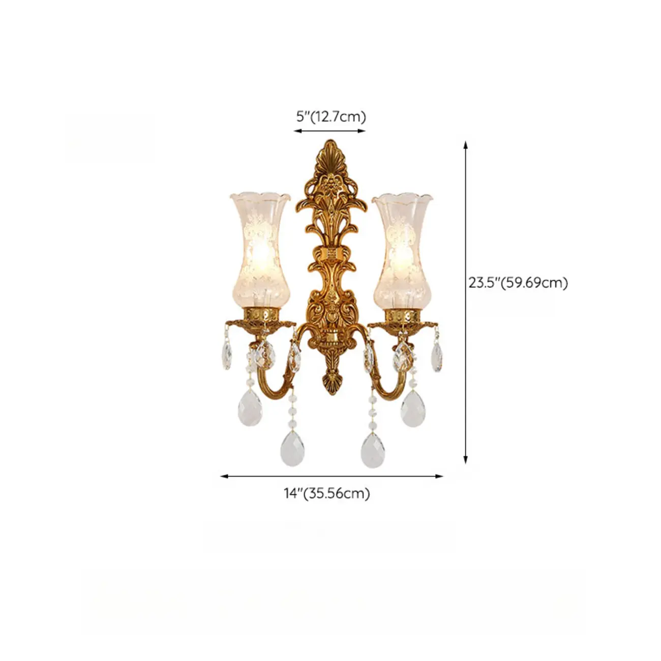 Luxury Crystal Glass Gold Wall Sconce | homeyfad