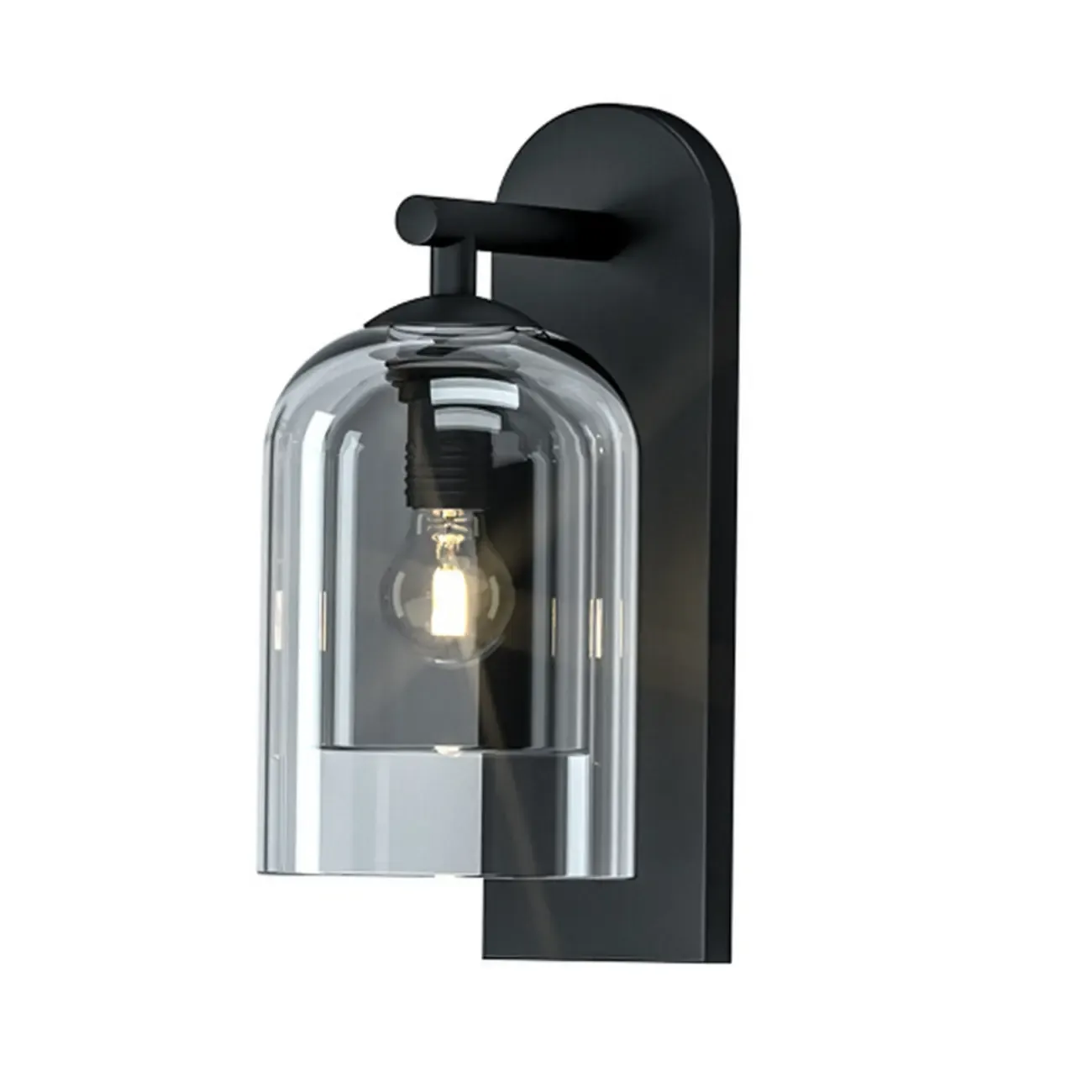 1-Light Double Shade Glass Ambient Wall Sconce Image - 5