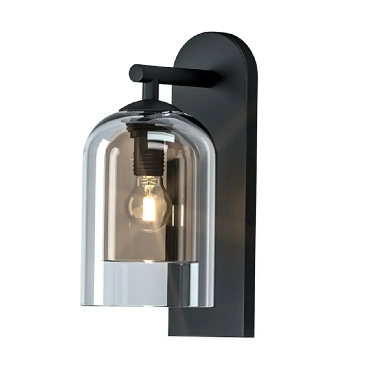 1-Light Double Shade Glass Ambient Wall Sconce Image - 6