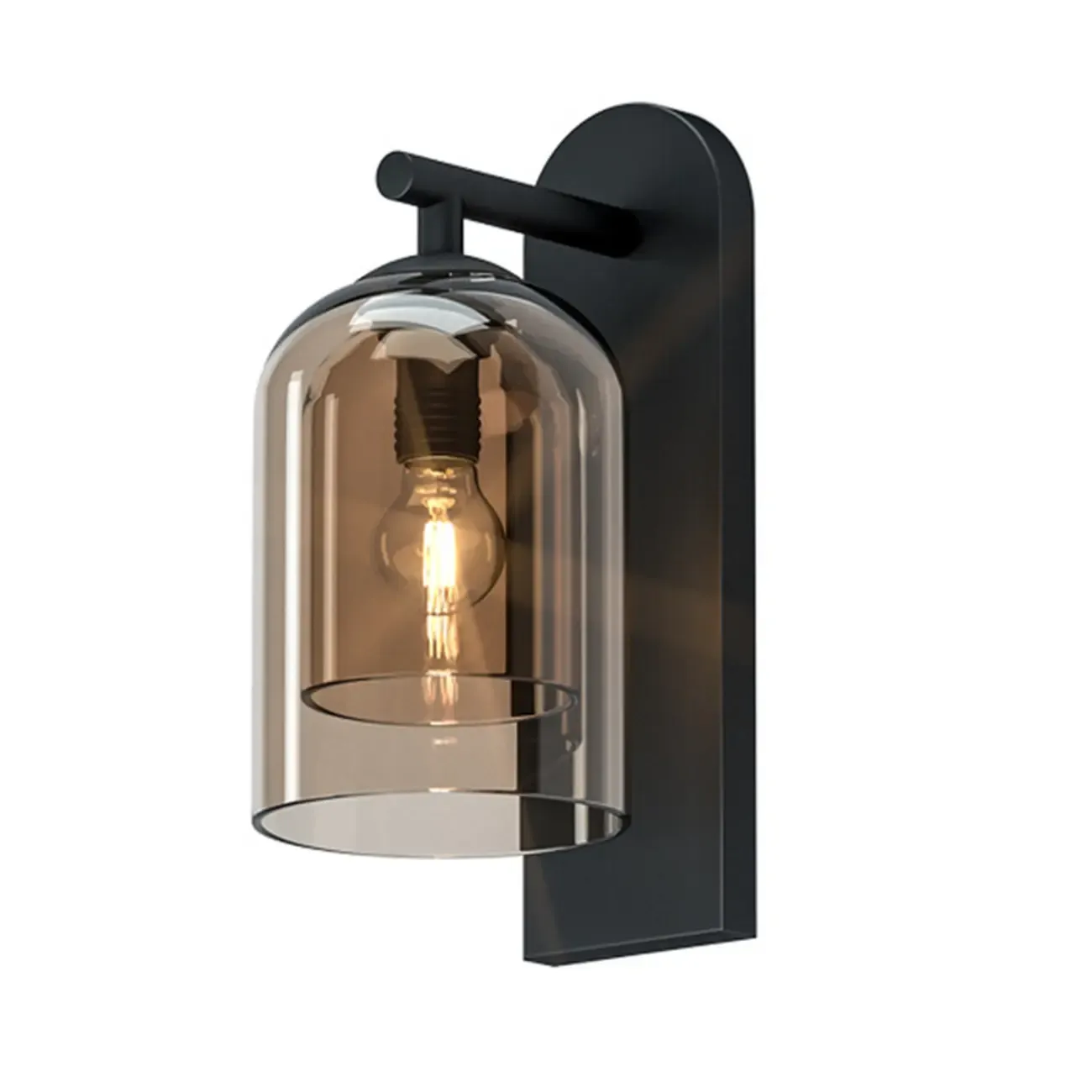 1-Light Double Shade Glass Ambient Wall Sconce Image - 7