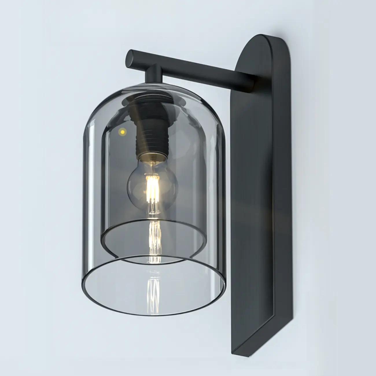 1-Light Double Shade Glass Ambient Wall Sconce Image - 9 | homeyfad