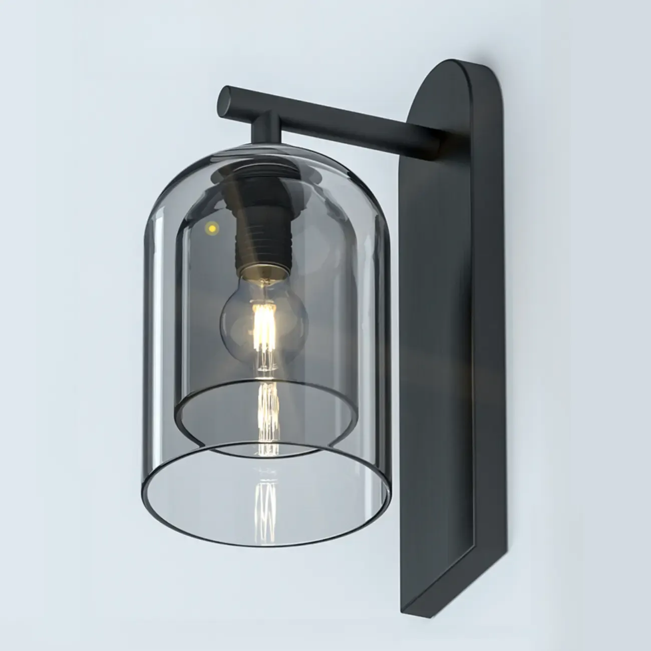 1-Light Double Shade Glass Ambient Wall Sconce Image - 9