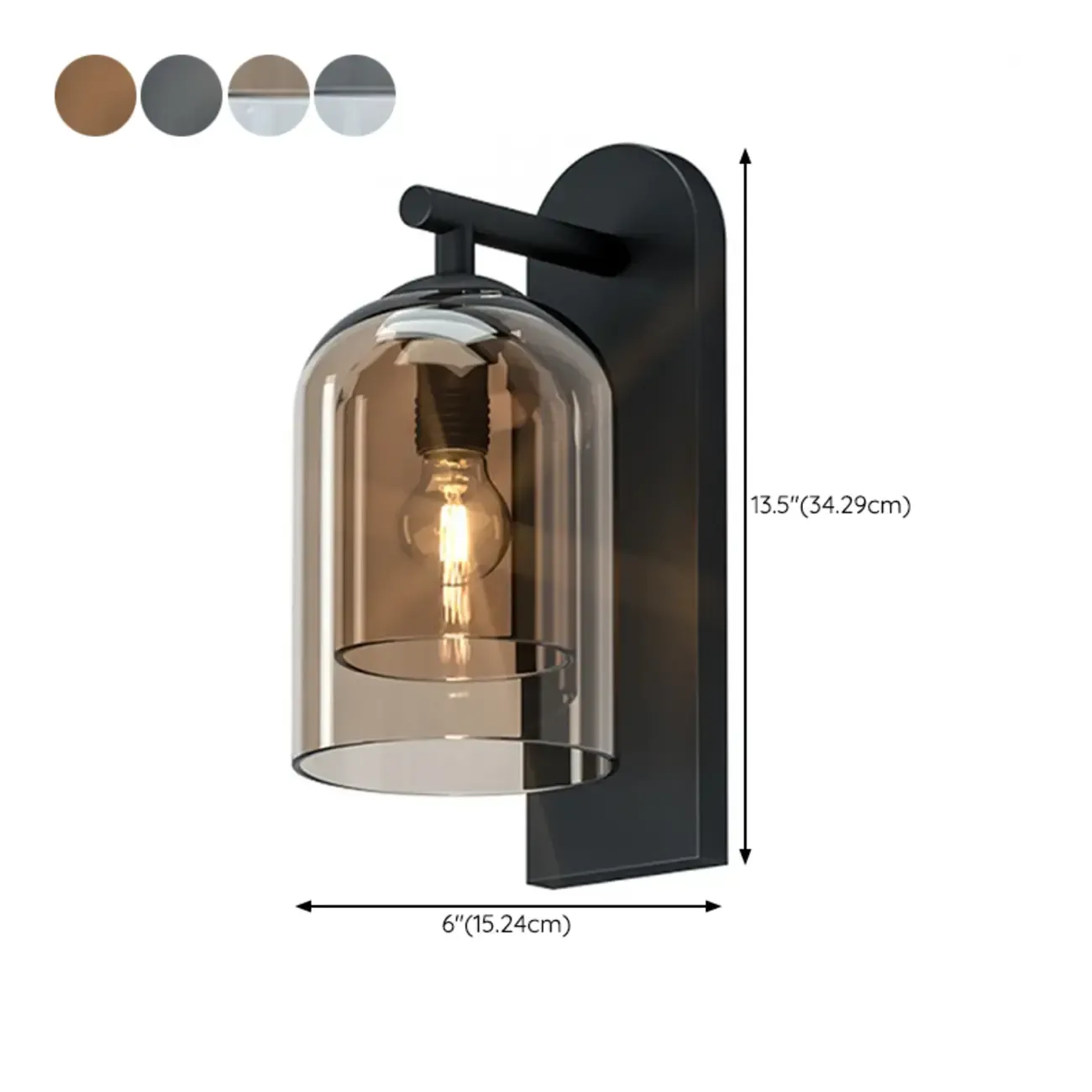 1-Light Double Shade Glass Ambient Wall Sconce #size