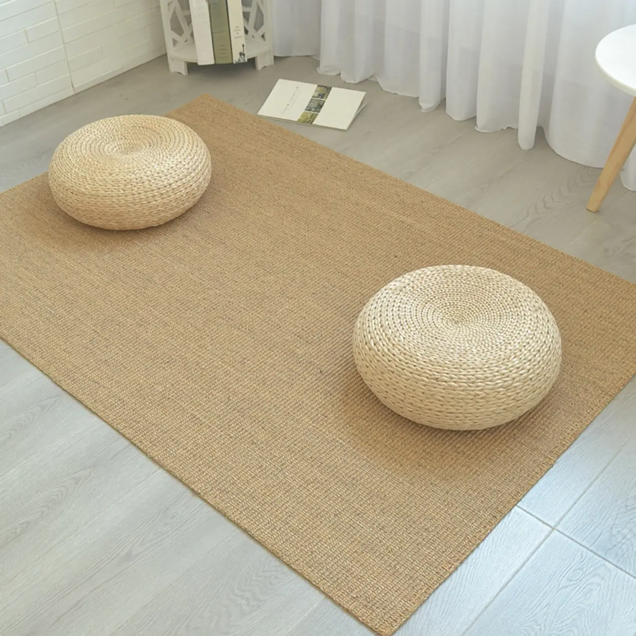 Simplistic Solid Color Sisal Rectangular Area Rug Image - 1 | homeyfad
