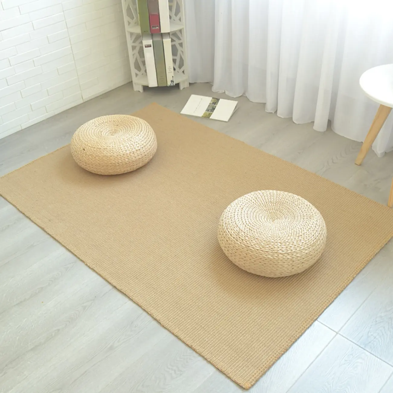 Simplistic Solid Color Sisal Rectangular Area Rug Image - 2 | homeyfad
