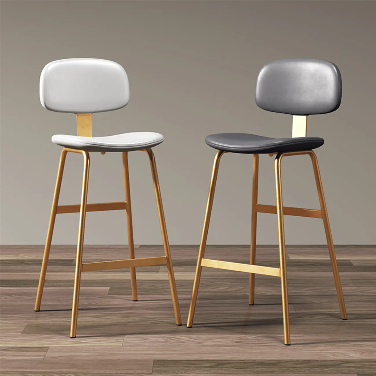 Saddle Faux Leather Counter Stools with Backs Image - 1 | homeyfad