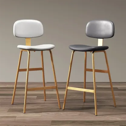 Saddle Faux Leather Counter Stools with Backs Image - 1