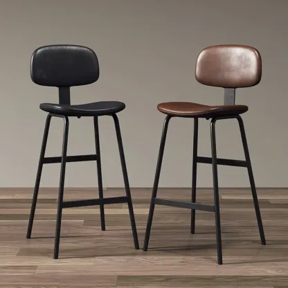 Saddle Faux Leather Counter Stools with Backs Image - 3
