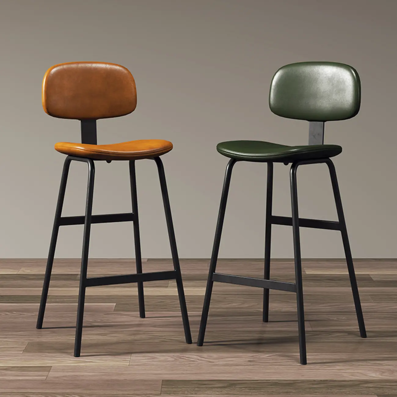 Saddle Faux Leather Counter Stools with Backs Image - 2 | homeyfad