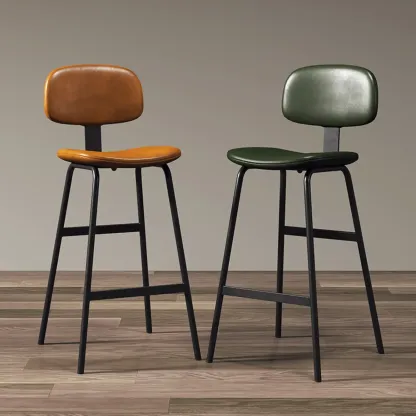 Saddle Faux Leather Counter Stools with Backs Image - 2