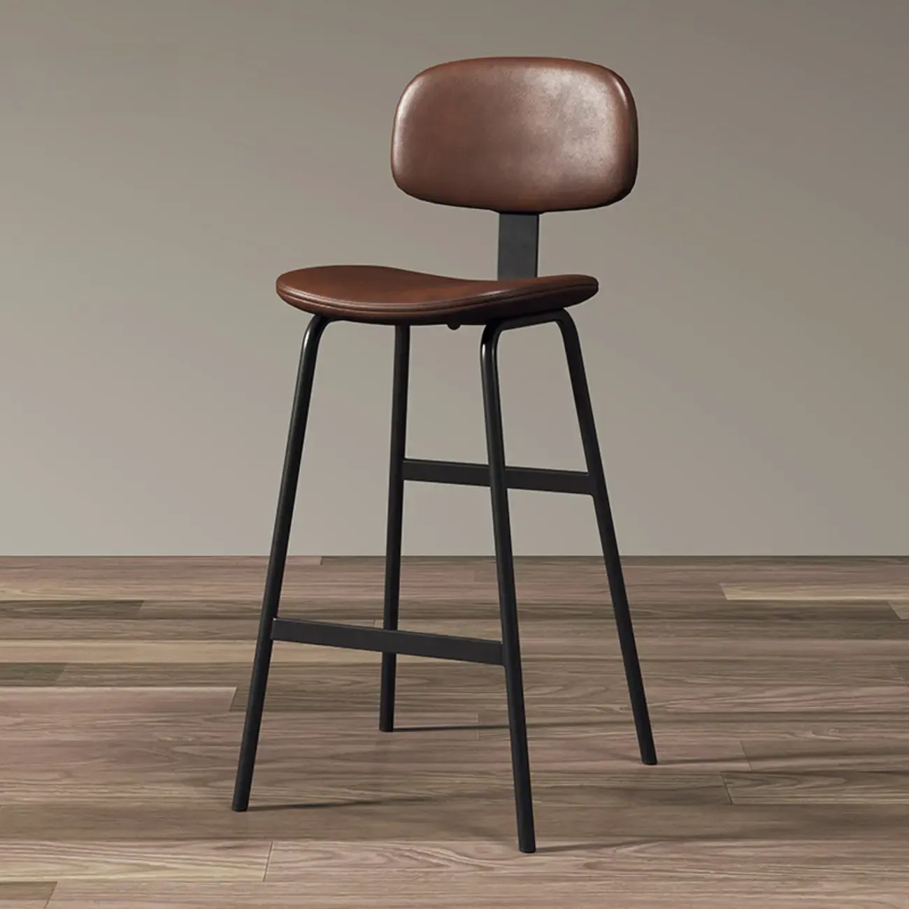 Saddle Faux Leather Counter Stools with Backs Image - 14