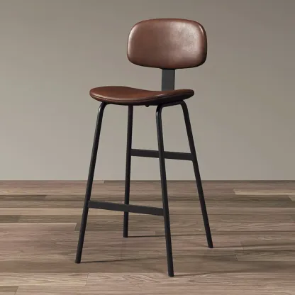 Saddle Faux Leather Counter Stools with Backs Image - 14
