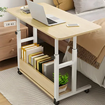 Modern Adjustable Wood Standing Desk Converter with Casters Image - 1