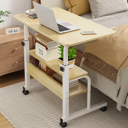Modern Adjustable Wood Standing Desk Converter with Casters Image - 9
