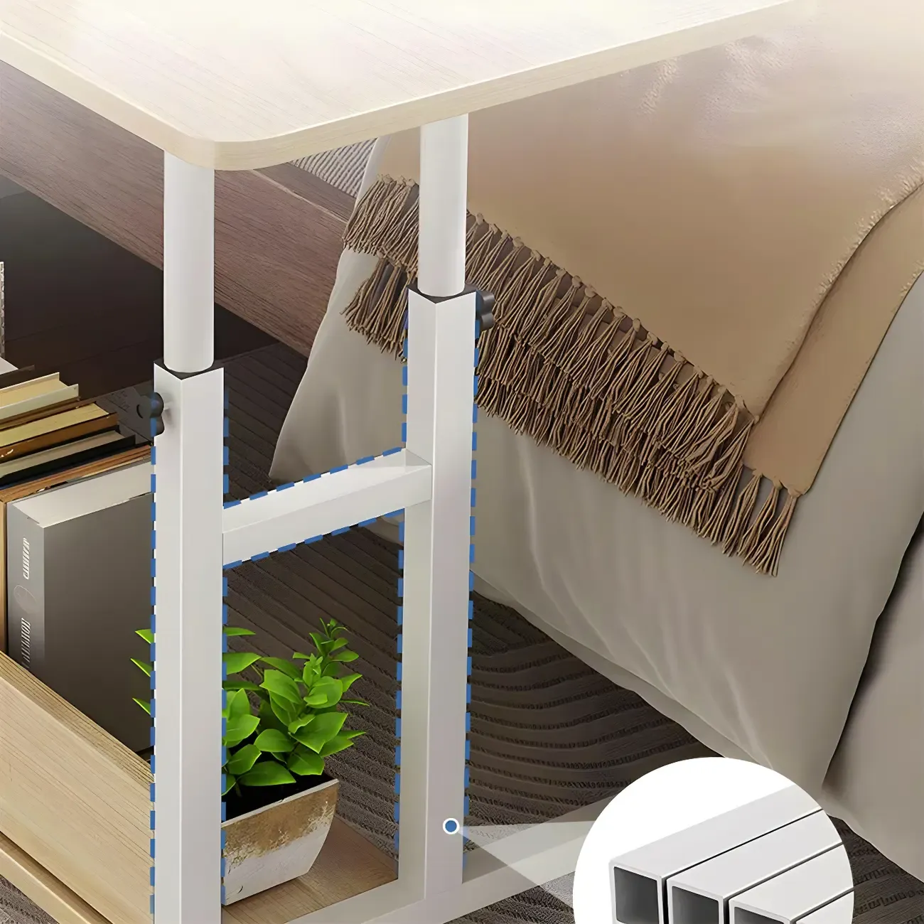 Modern Adjustable Wood Standing Desk Converter with Casters Image - 11