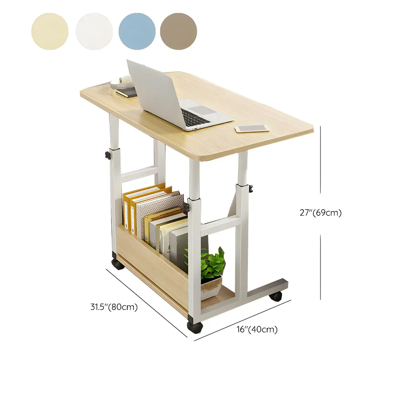 Modern Adjustable Wood Standing Desk Converter with Casters Image - 21