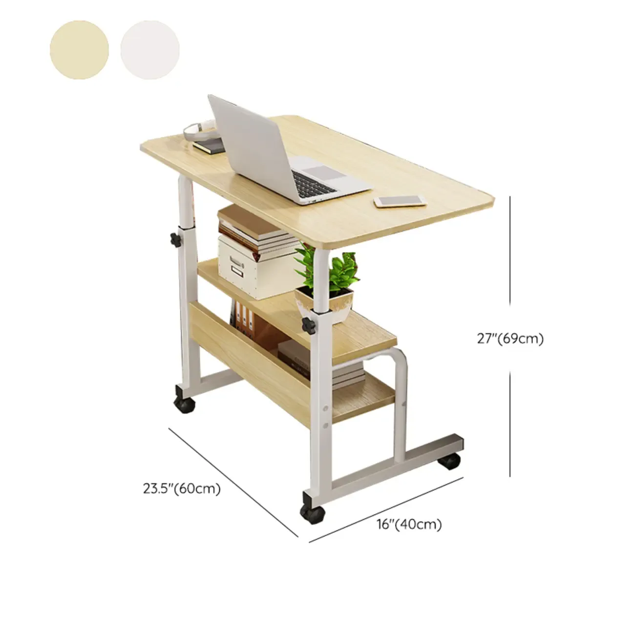 Modern Adjustable Wood Standing Desk Converter with Casters Image - 22