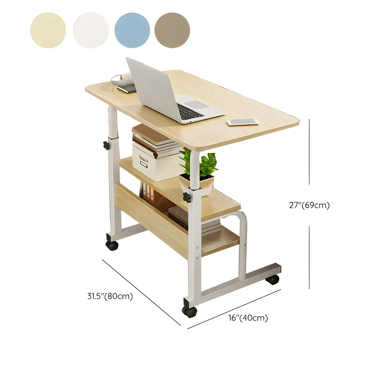 Modern Adjustable Wood Standing Desk Converter with Casters Image - 23