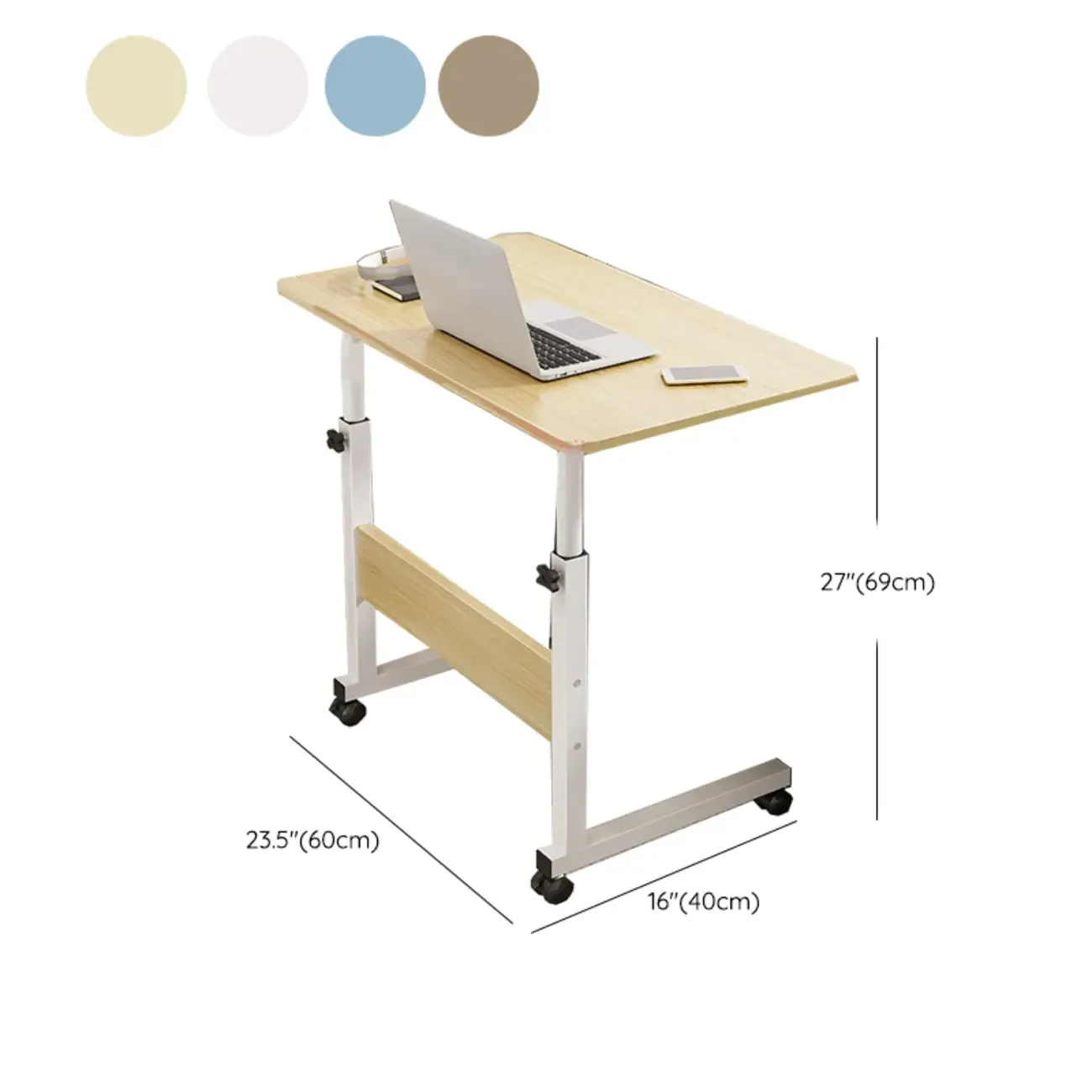 Modern Adjustable Wood Standing Desk Converter with Casters Image - 24