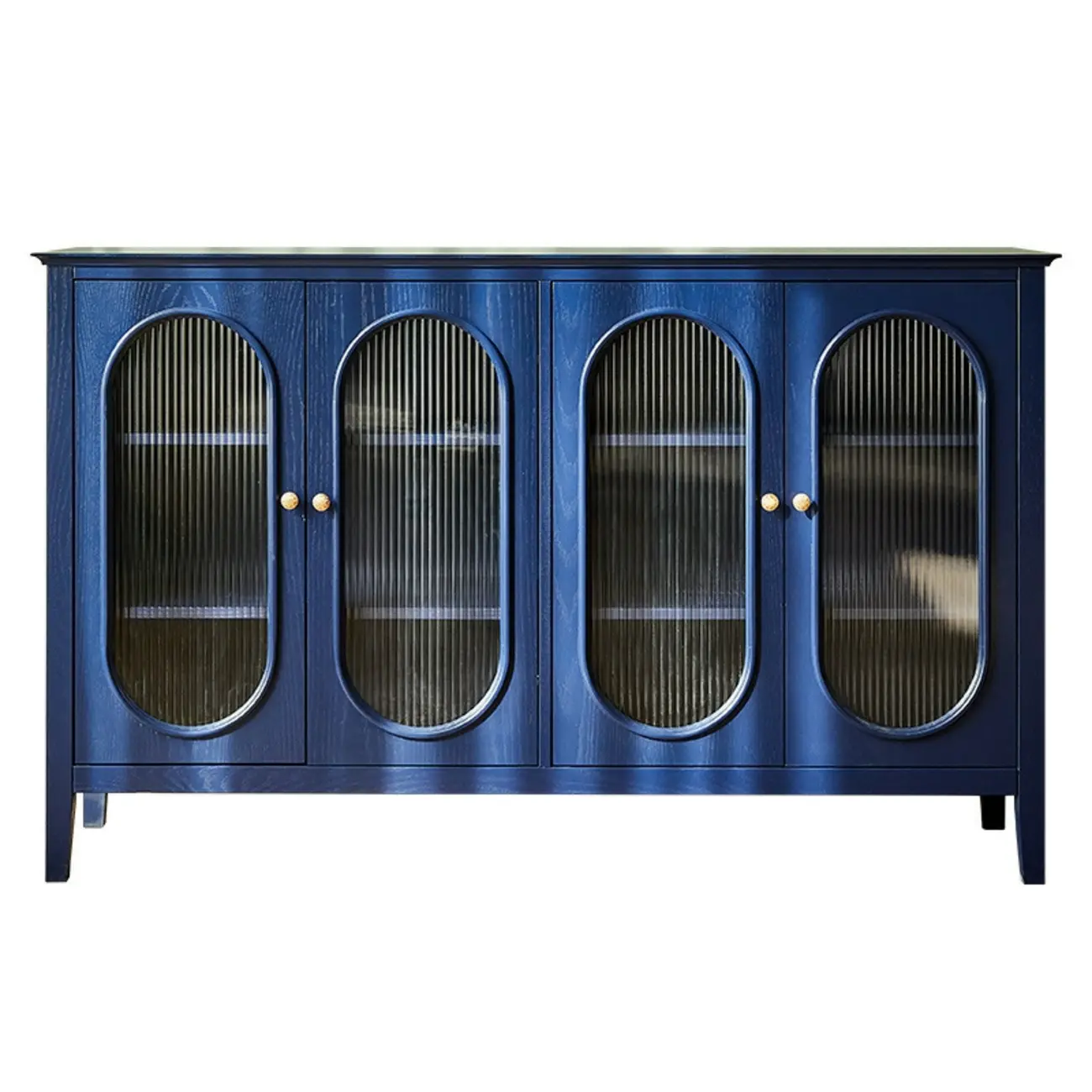 Scandinavian Oak Wooden Oval Fluted Glass Utility Cabinet Image - 18 | homeyfad